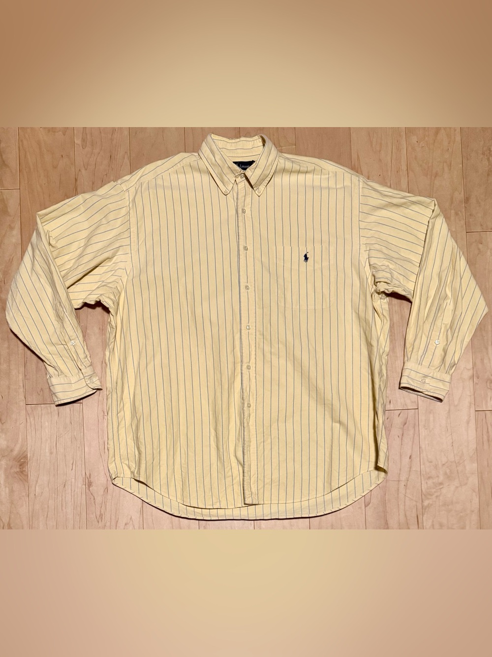 Polo Ralph Lauren Big Shirt Oxford Button Down Oversized Yellow Striped Men’s L